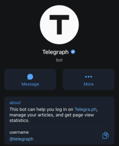 Telegraph bot appearance in telegram